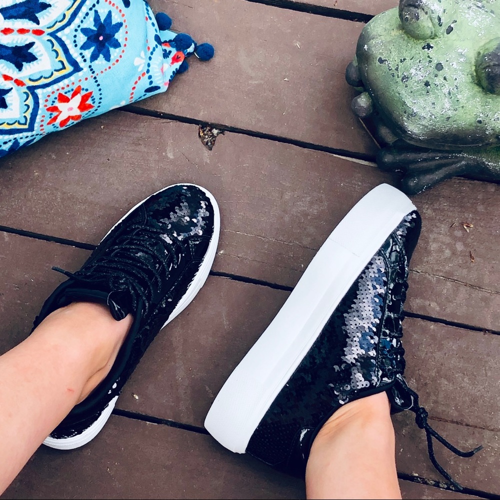 FINAL SALE! Last Sizes!!! Black Sequin Sneakers - Picture 2 of 8